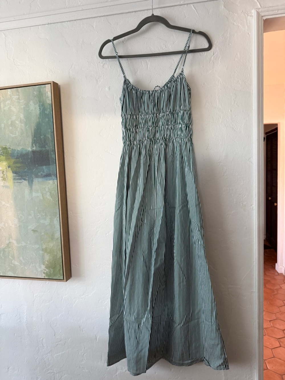 Faithfull NWT Marianne green stripe dress large